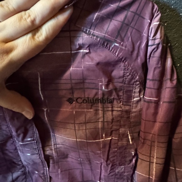 Columbia Purple Plaid Omni Tech Interchange Rain Jacket Size Medium - Picture 2 of 5